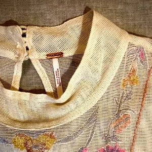 Natural Embroidered Free People Mini Dress